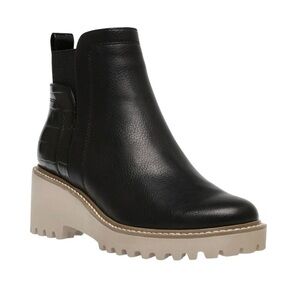 DV Dolce Vita Reilly Wedge Lug Chelsea Booties Black Size 11 Women’s